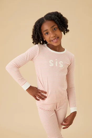 Sis Ribbed Striped Pyjama Set