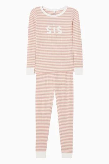 Sis Ribbed Striped Pyjama Set