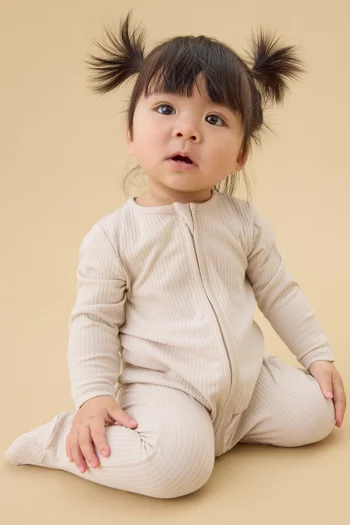 Ribbed Zip-up Sleepsuit