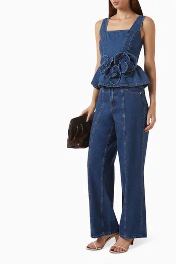 Yaselsie Peplum Top in Denim
