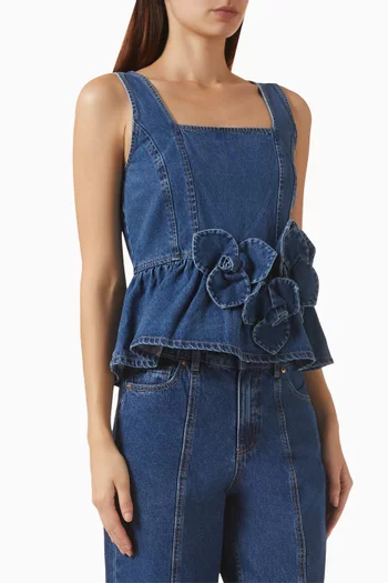 Yaselsie Peplum Top in Denim