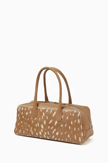 JENA MINI HANDBAG TOP HANDLE IN HAIR CALF DEER PRINT AND LEATHER STRAPS WITH ZIPPER OPENING:Light/Pastel Brown:One Size|219753954