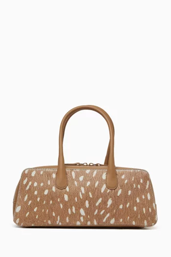 JENA MINI HANDBAG TOP HANDLE IN HAIR CALF DEER PRINT AND LEATHER STRAPS WITH ZIPPER OPENING:Light/Pastel Brown:One Size|219753954