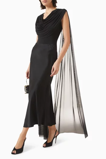 Cowl-neck Cape Bodysuit in Jersey