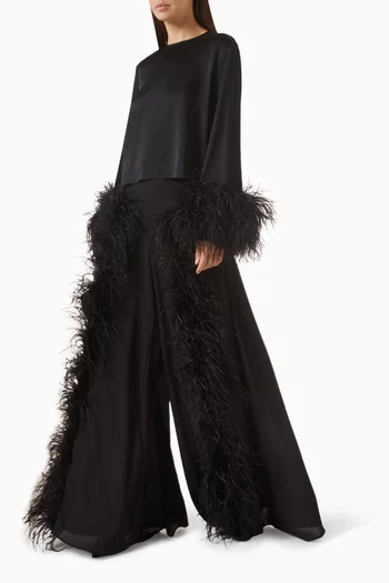 Feather Wide-leg Pants in Georgette