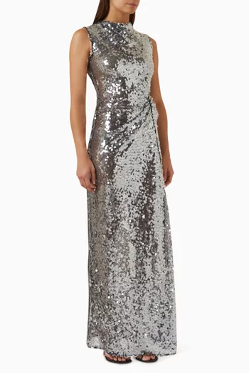 Sequin Sleeveless Gown in Mesh