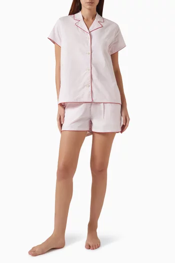 402 Pyjama Shirt & Shorts Set in Cotton-stretch