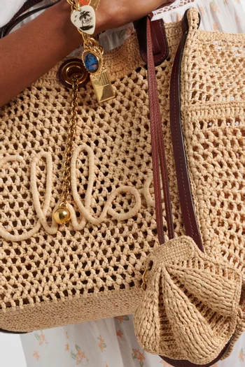 Shell Bag Charm in Raffia & Leather