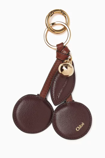 Symbols Cherry Bag Charm in Grained Buffalo Leather