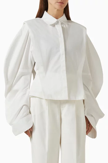 Crescent-sleeve Shirt in Cotton