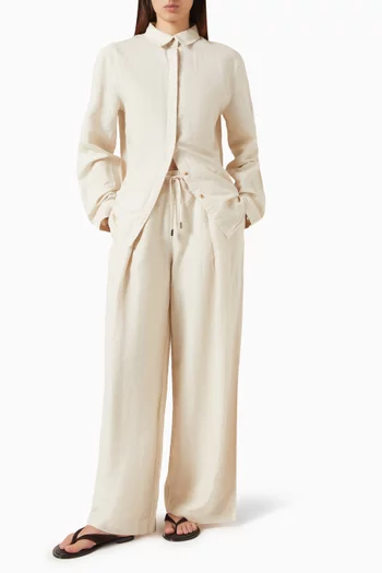 Long-sleeve Shirt in Linen-blend