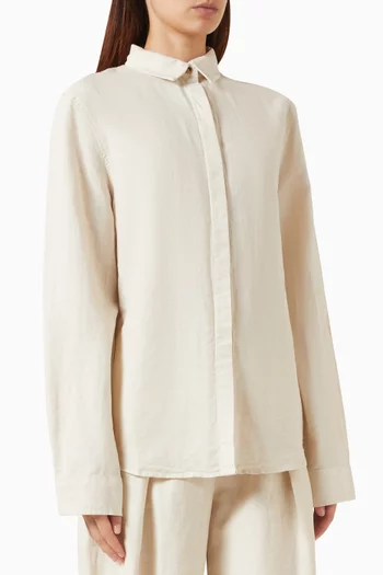 Long-sleeve Shirt in Linen-blend