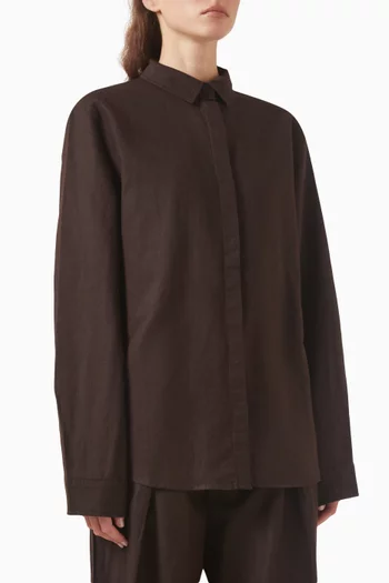 Long-sleeve Shirt in Linen-blend