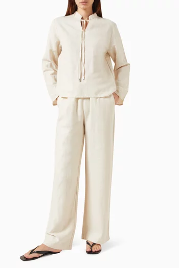 Straight-leg Pants in Linen-blend