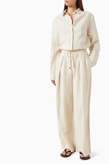 Super Wide-leg Pants in Linen-blend
