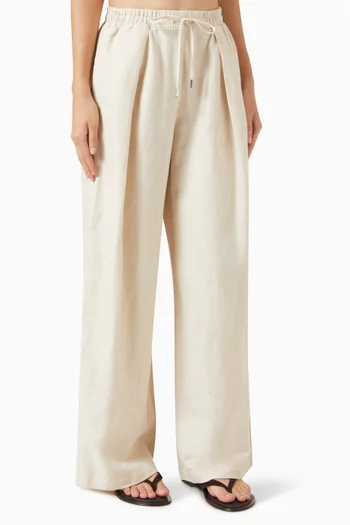 Super Wide-leg Pants in Linen-blend
