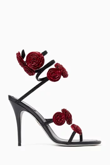 Rosalia 105 Rose-applique Sandals in Leather