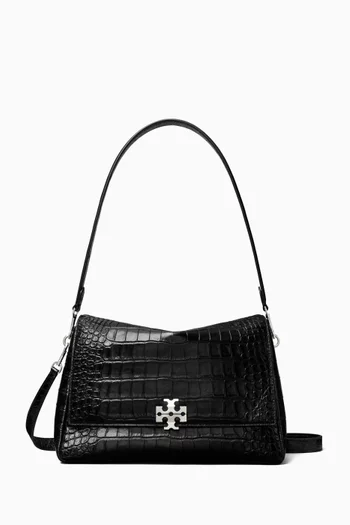 Small Charlie Shoulder Bag in Croc-embossed Leather