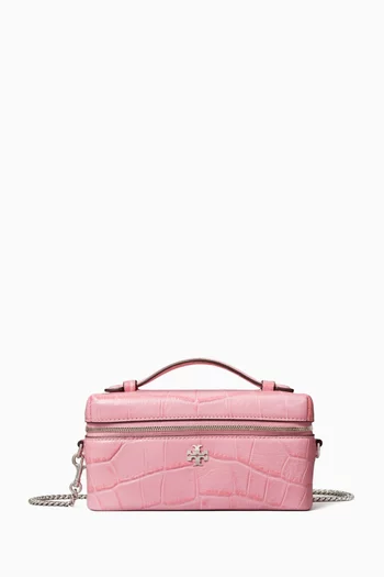 Charlie East-West Vanity Case in Croc-embossed Leather