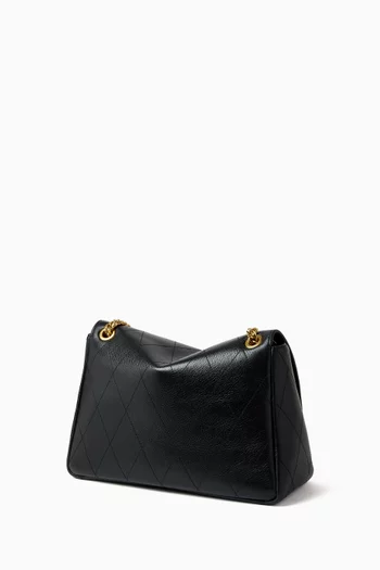Charlie Quilted Shoulder Bag in Pebbled Leather