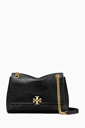 Charlie Quilted Shoulder Bag in Pebbled Leather
