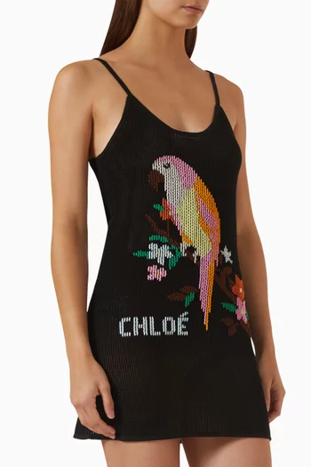 Logo Knit Dress in Cotton Mesh