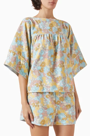 Short-sleeve Top in Cotton Toweling