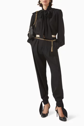 Pleated Fluid Pants in Crêpe de Chine