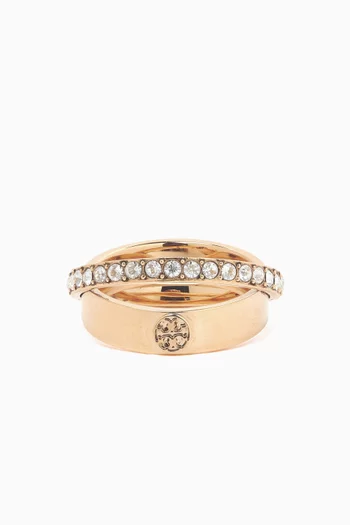 Icon Pavé Double Ring in 18kt Gold-plated Brass
