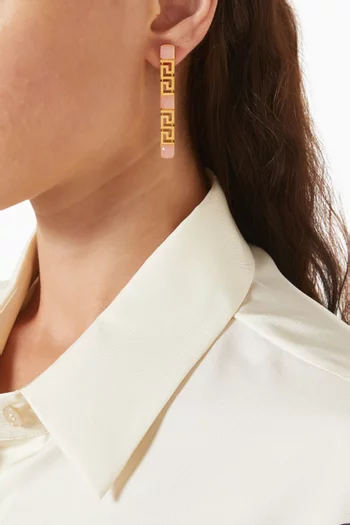 Greca Drop Earrings in Brass