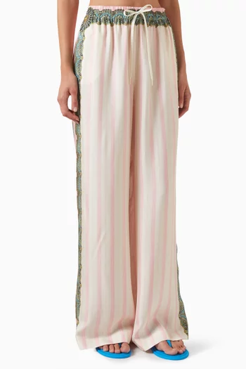 Printed Pants in Silk-twill
