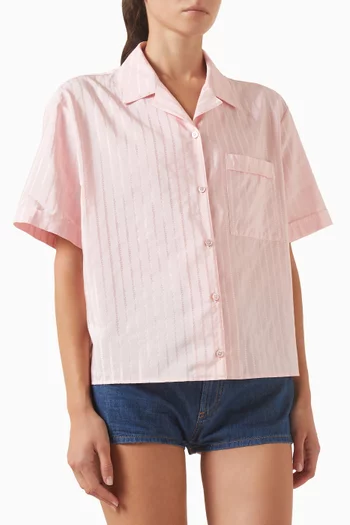 Micro Greca Jacquard Shirt in Cotton-silk