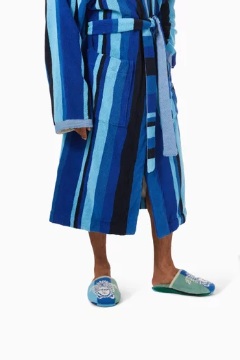 Striped Jacquard Slippers in Cotton Terry