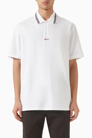 Embroidered-logo Polo T-shirt in Cotton-piqué