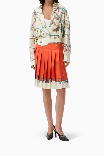 Printed Midi Skirt in Silk Twill