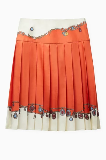 Printed Midi Skirt in Silk Twill