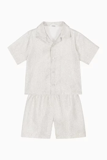 Greca Mosaic Shirt in Silk Twill