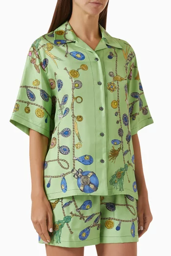 Broken Jewels Print Shirt in Silk-twill