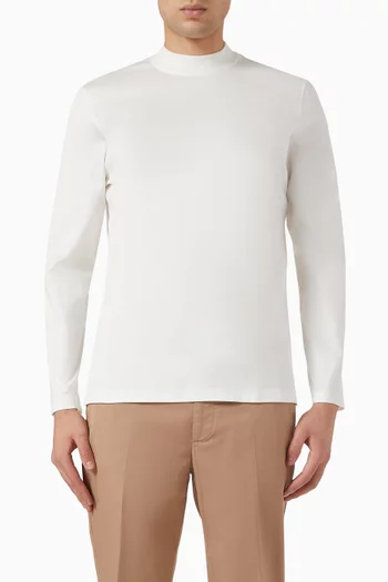 Mock Neck T-shirt in Cotton