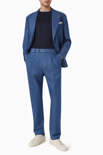 Lightweight Double-pleat Pants in Denim