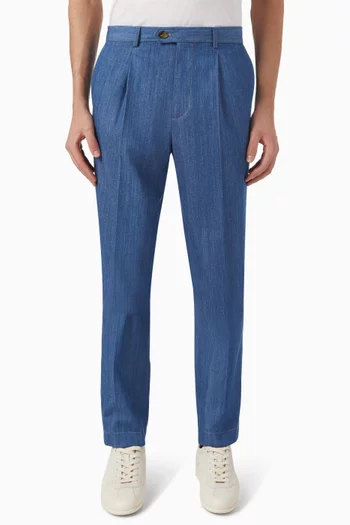 Lightweight Double-pleat Pants in Denim