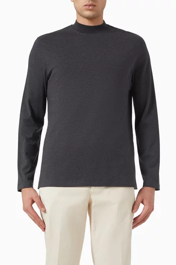 Mock Neck T-shirt in Cotton