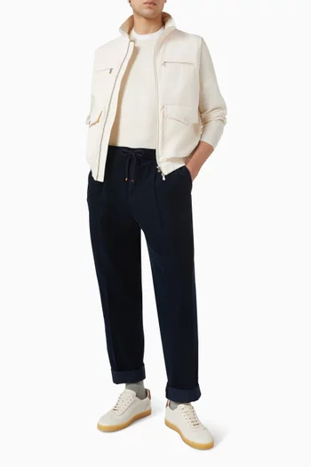 Garment-dyed Double-pleat Pants in Cotton Corduroy