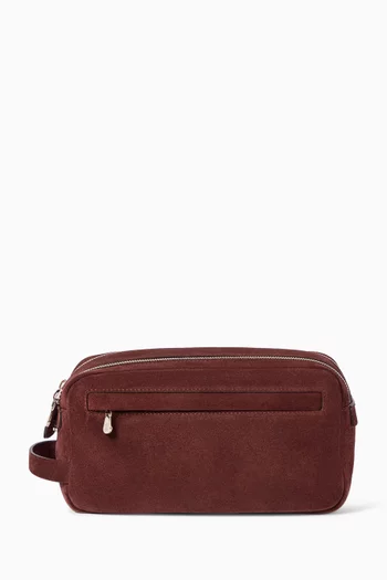 Double Zipper Beauty Case in Suede