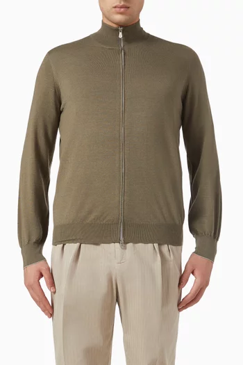 Lightweight Zip Cardigan in Cashmere & Silk