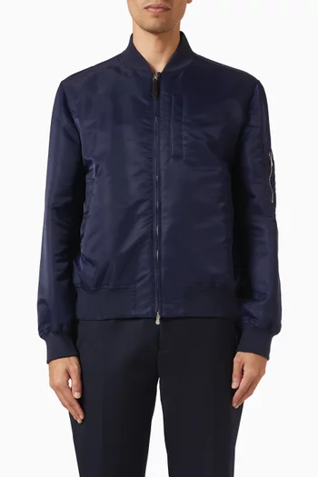 Water-Resistant  Padded Bomber Jacket in Techno Satin