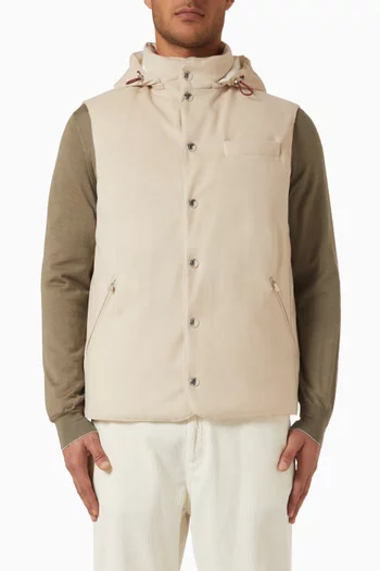 Down Vest in Bonded Wool Flannel