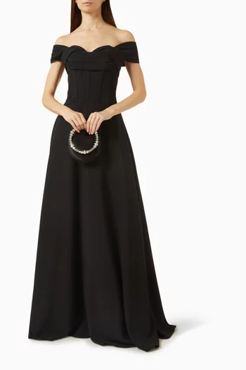 Draped Off-shoulder Corset Gown