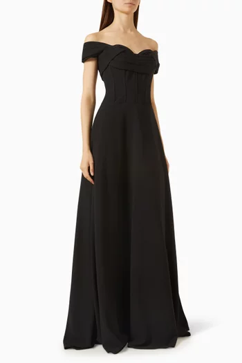 Draped Off-shoulder Corset Gown