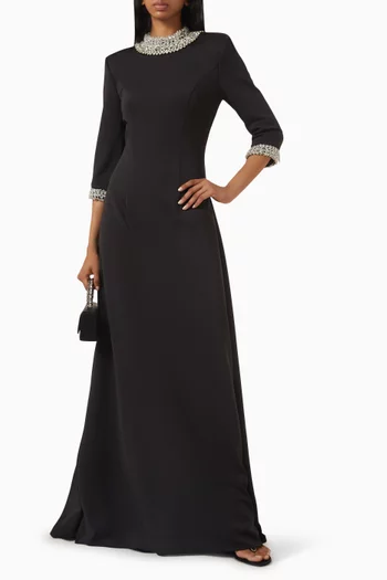 Pearl Collar Gown in Jersey